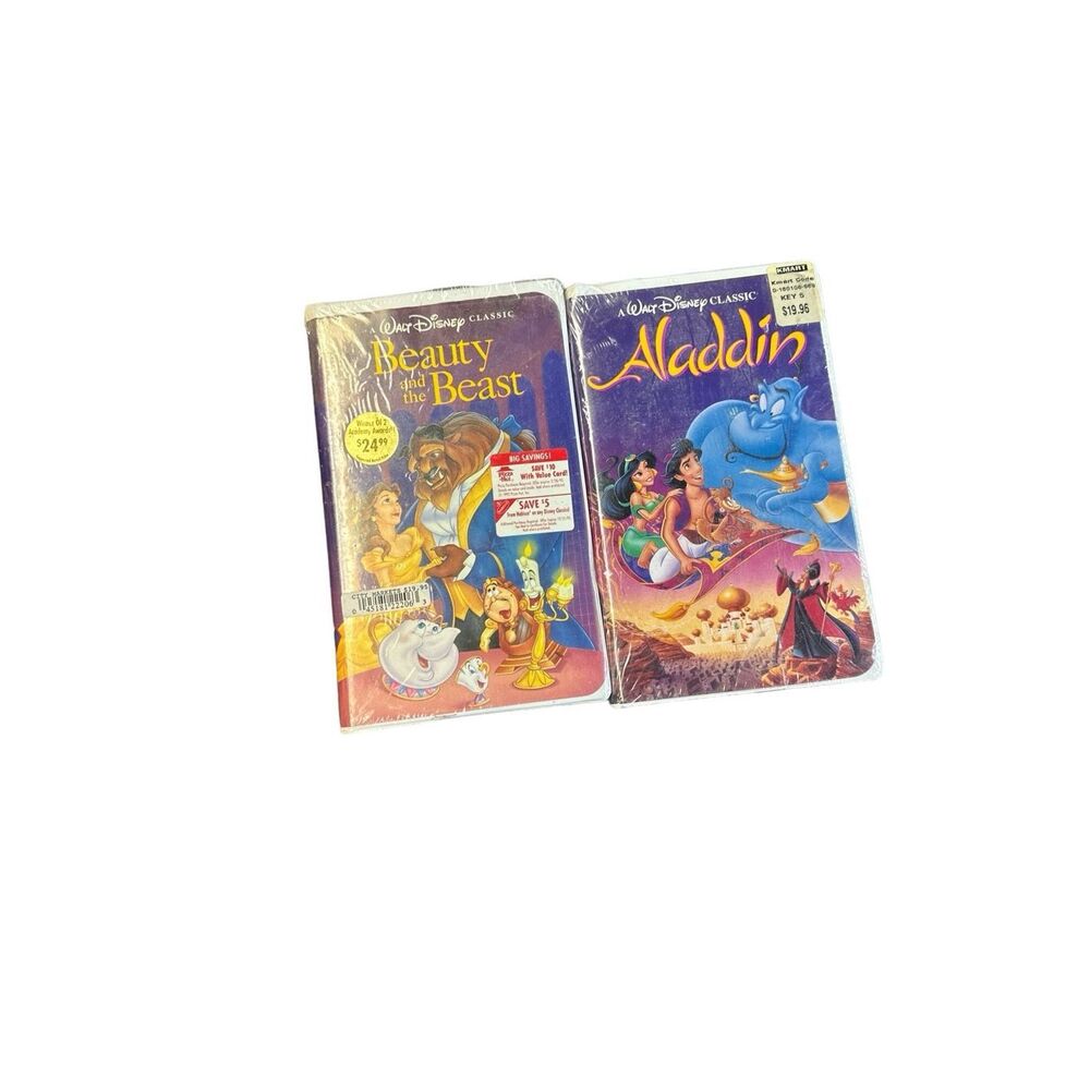 Walt Disney Aladdin Beauty and the Beast VHS Black Diamond Classic SEALED